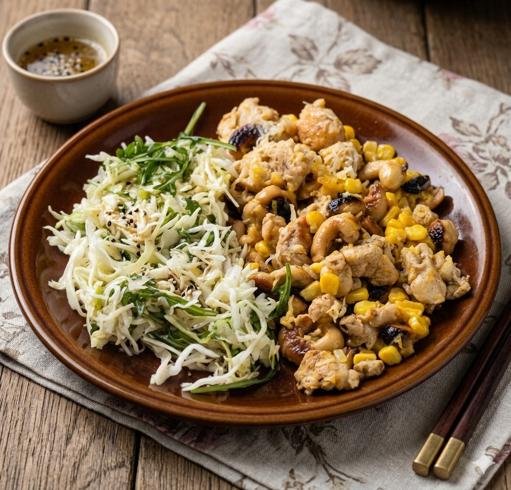 Zesty Orange Chicken with Toasted Cashews & Cabbage Salad